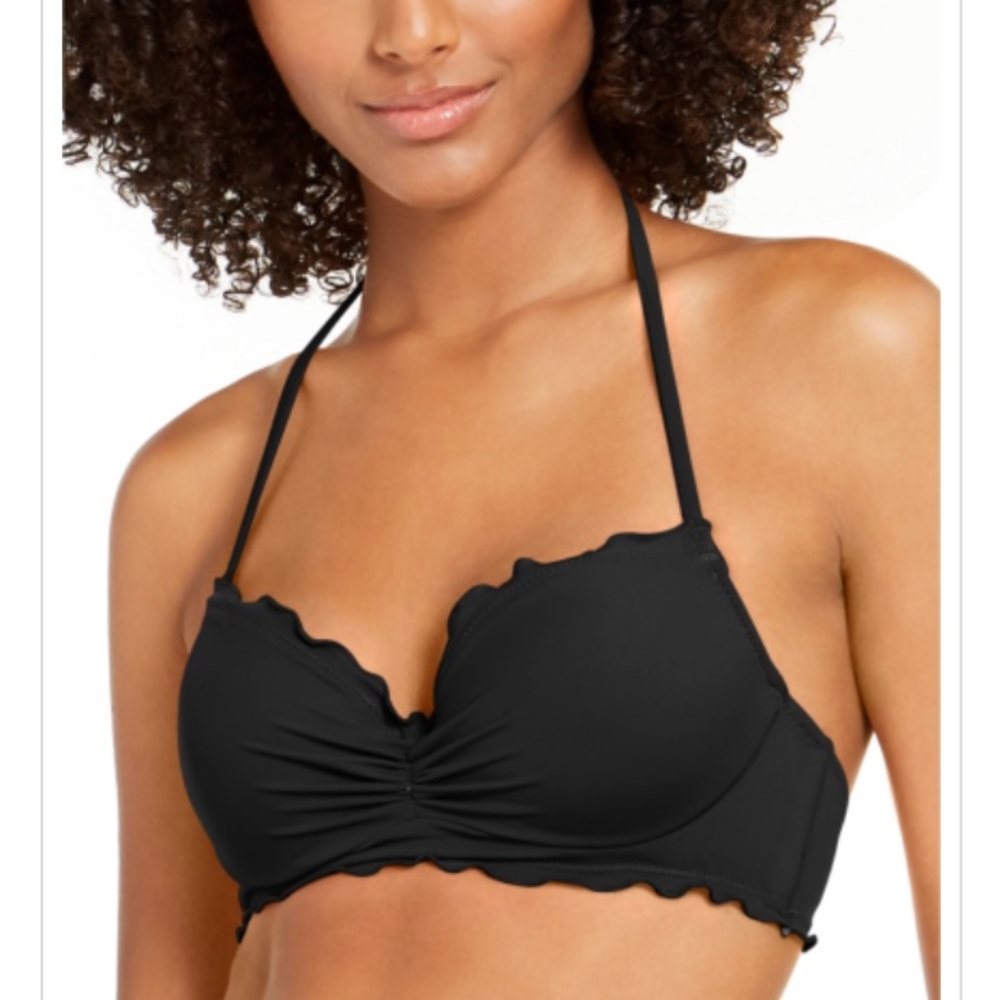 Sundazed Black Nixie Ruffle Edge Bikini Top Sz 36C - Picture 1 of 8